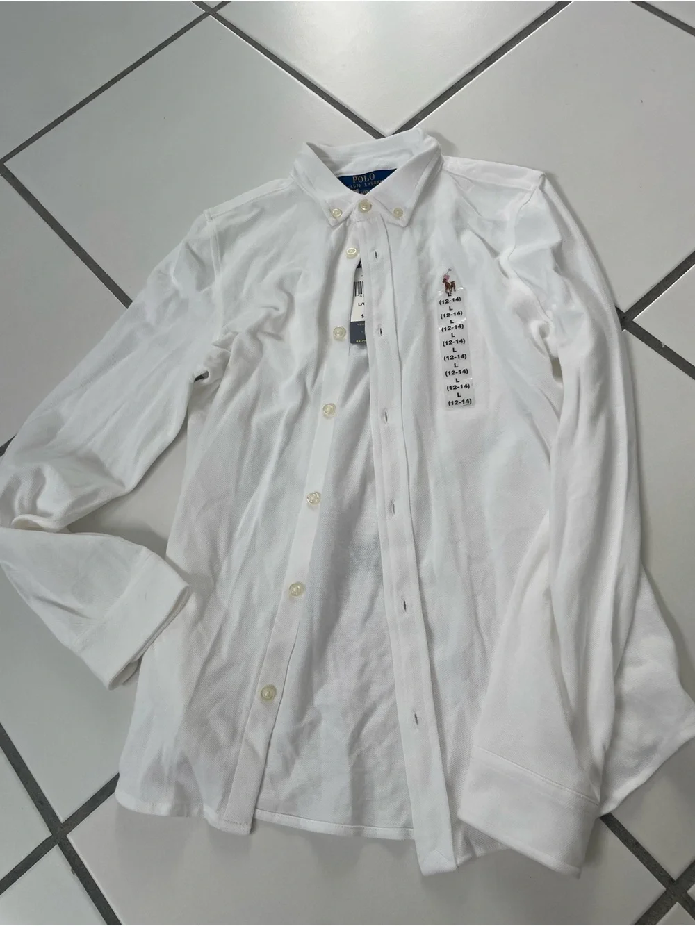 Ralph Lauren White Button-Down Shirt with Embroidered Pony